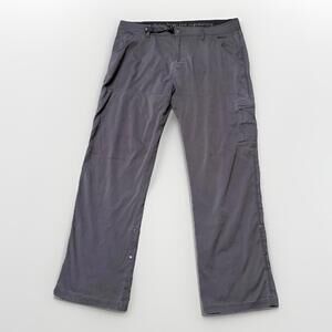 Prana Stretch Zion Straight Pants 38 Hiking Belt Roll Snap Up Mens Grey‎ 39x31